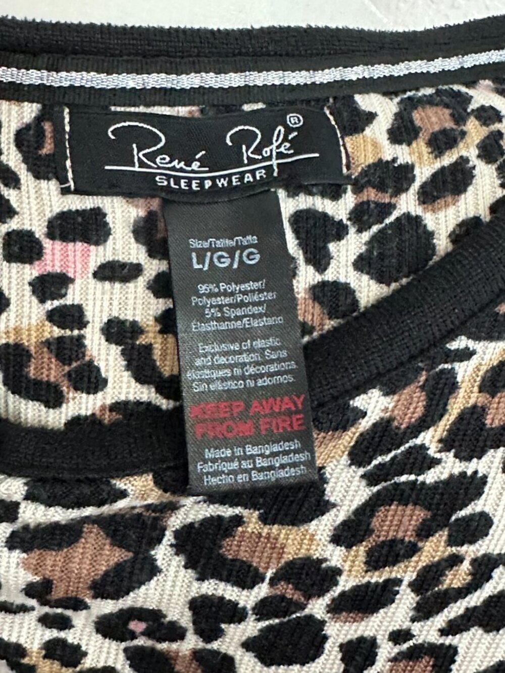 René Rofé Leopard Print Pajama Set Size Large Soft Stretch Lounge Set - Picture 6 of 12
